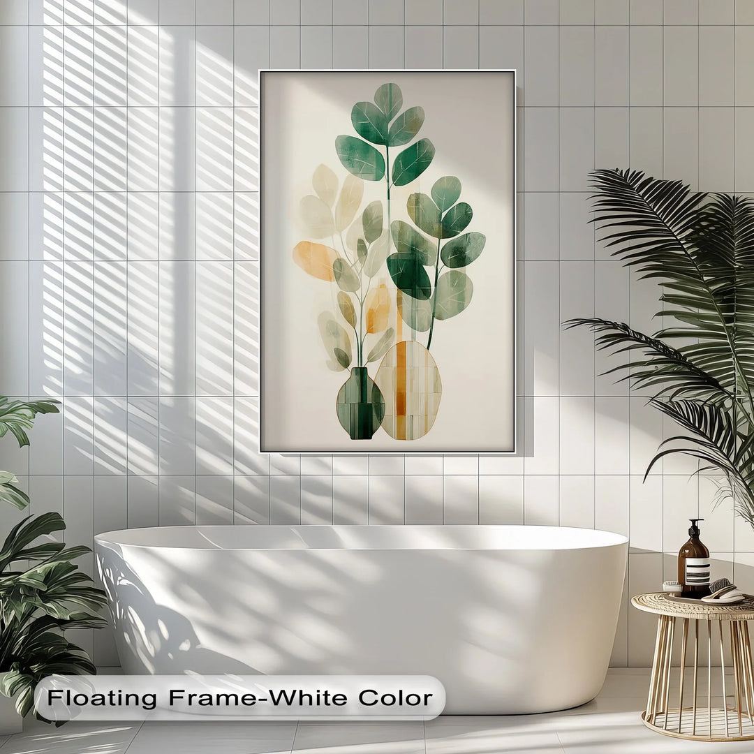 Modern Botanical Silhouettes in Glass Vases – Minimal Nature Canvas Print - MyPhotoStation