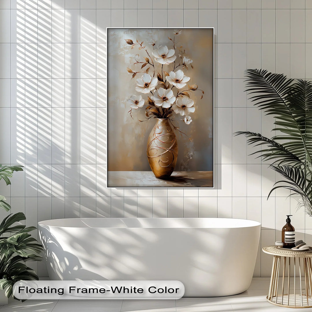 Cream Petals Harmony – elegant floral canvas print for home décor.

