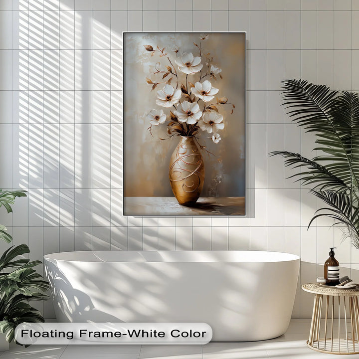 Cream Petals Harmony – elegant floral canvas print for home décor.

