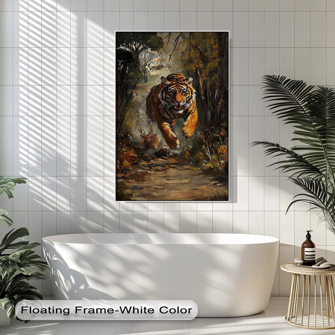 Predator's Pursuit – Wild Tiger Chase Animal Canvas Print - MyPhotoStation