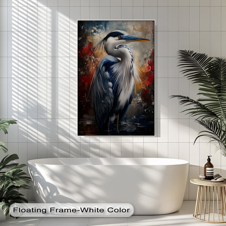 Regal Blue Heron – Majestic Bird Portrait Canvas Print
