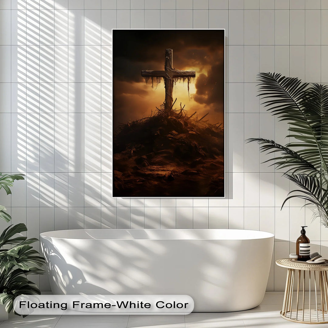 Calvary’s Shadow – Weathered Cross on the Hill Canvas Print - MyPhotoStation