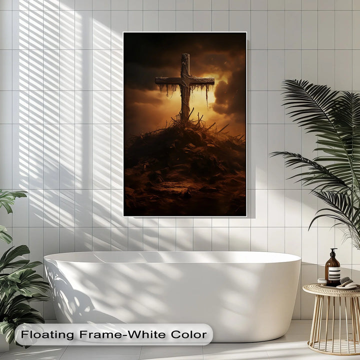 Calvary’s Shadow – Weathered Cross on the Hill Canvas Print - MyPhotoStation