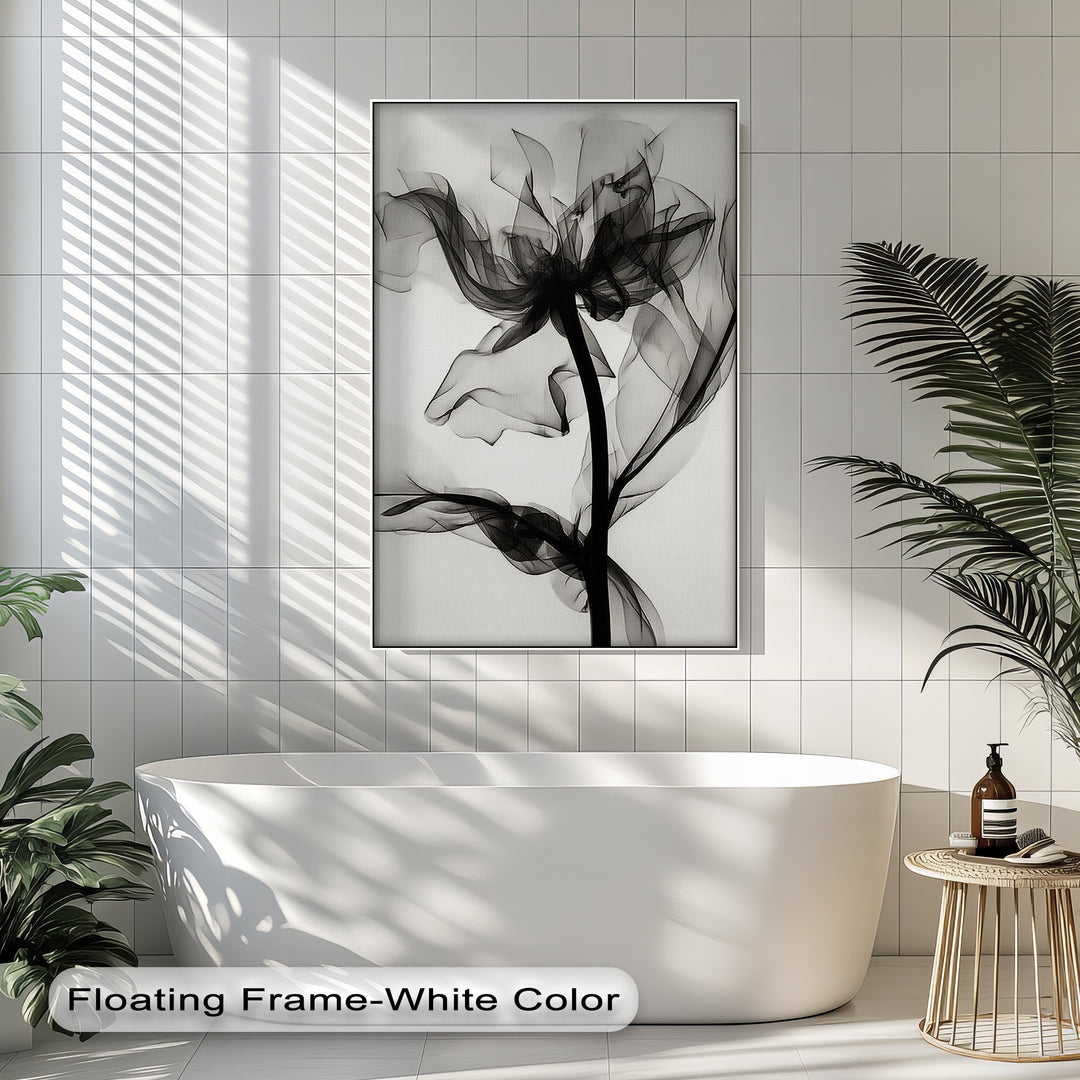 Winterliche Ruhe – Japanische Frau im blauen Kimono, Leinwanddruck | Gerahmtes Kunstwerk