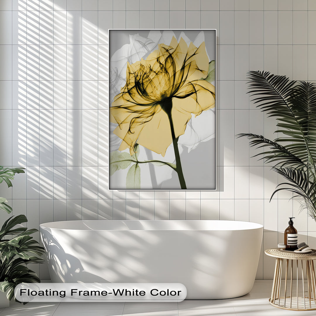 Winterliche Ruhe – Japanische Frau im blauen Kimono, Leinwanddruck | Gerahmtes Kunstwerk