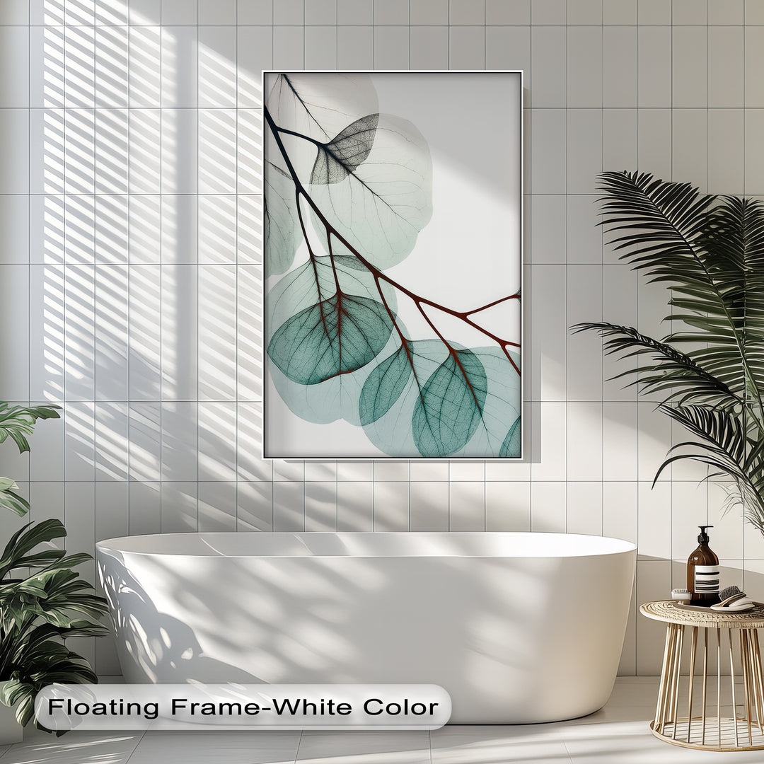 Winterliche Ruhe – Japanische Frau im blauen Kimono, Leinwanddruck | Gerahmtes Kunstwerk