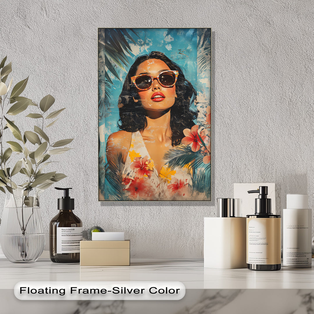Summer Muse – Tropical Woman with Sunglasses Canvas Print