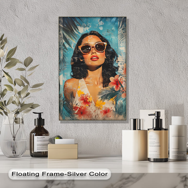 Summer Muse – Tropical Woman with Sunglasses Canvas Print