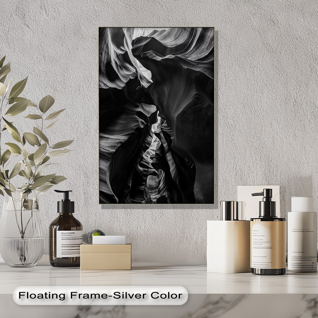 Add depth and drama with this textured canvas painting, inspired by carved desert landscapes.

