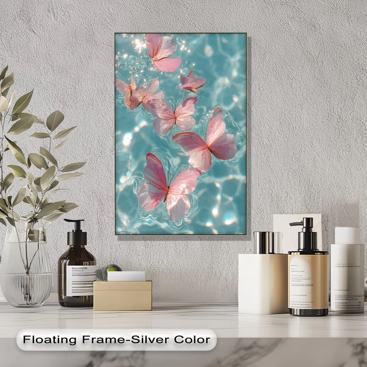 Floating Pink Butterflies Over Water – Dreamy Canvas Print - MyPhotoStation