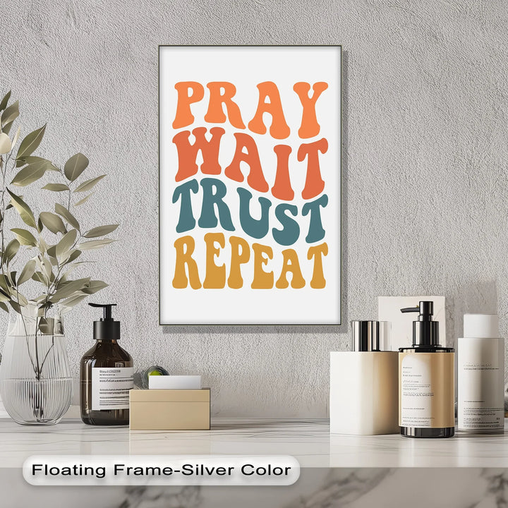 Pray Wait Trust Repeat – Retro Christian Canvas Print - MyPhotoStation