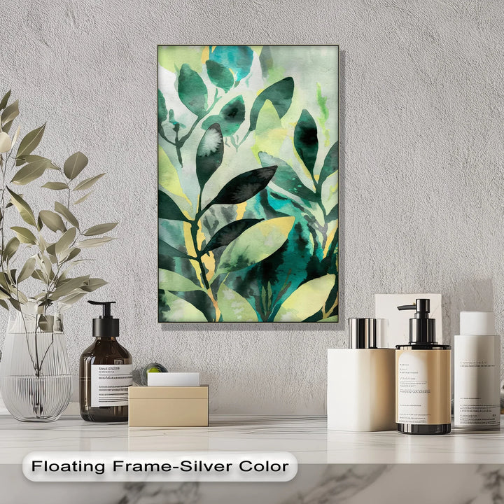 Verdant Harmony – Watercolor Leaf Pattern Canvas Print - MyPhotoStation