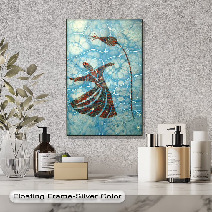 Dance of Devotion – Whirling Dervish Ebru Art Canvas Print