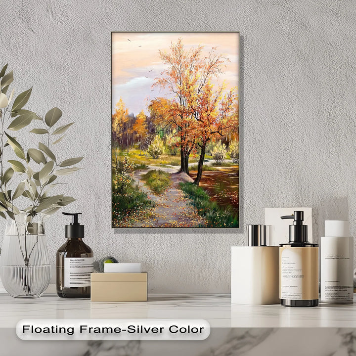 Peaceful autumn trees landscape canvas painting