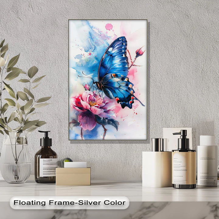 Blue Grace – Butterfly on Bloom Animal Canvas Print - MyPhotoStation