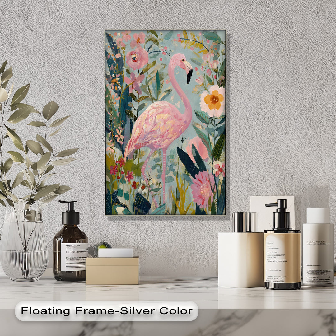 Flamingo in Bloom – Pastel Pink Flamingo Canvas Print