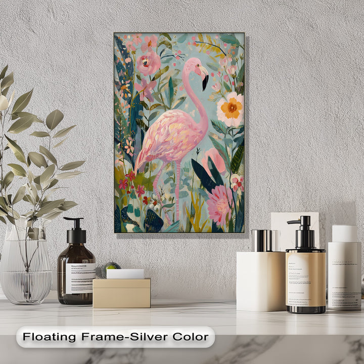 Flamingo in Bloom – Pastel Pink Flamingo Canvas Print