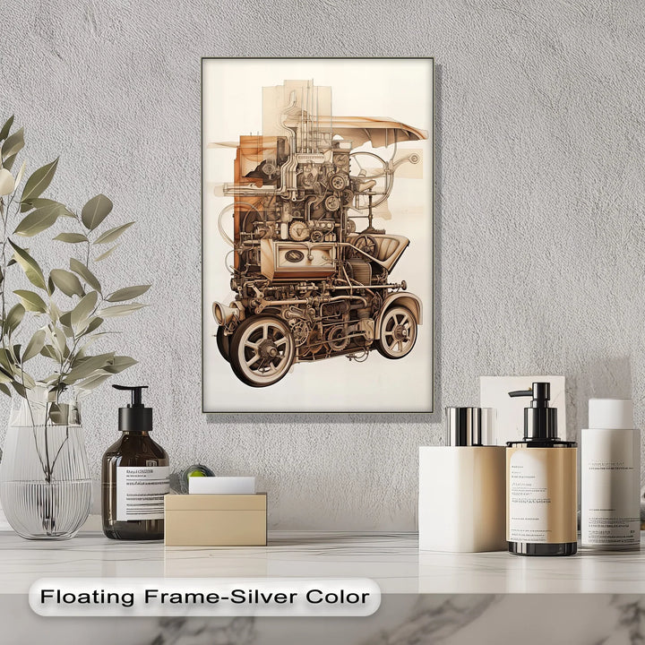 Industrial Blueprint Engine Study – Car Canvas Print - MyPhotoStation