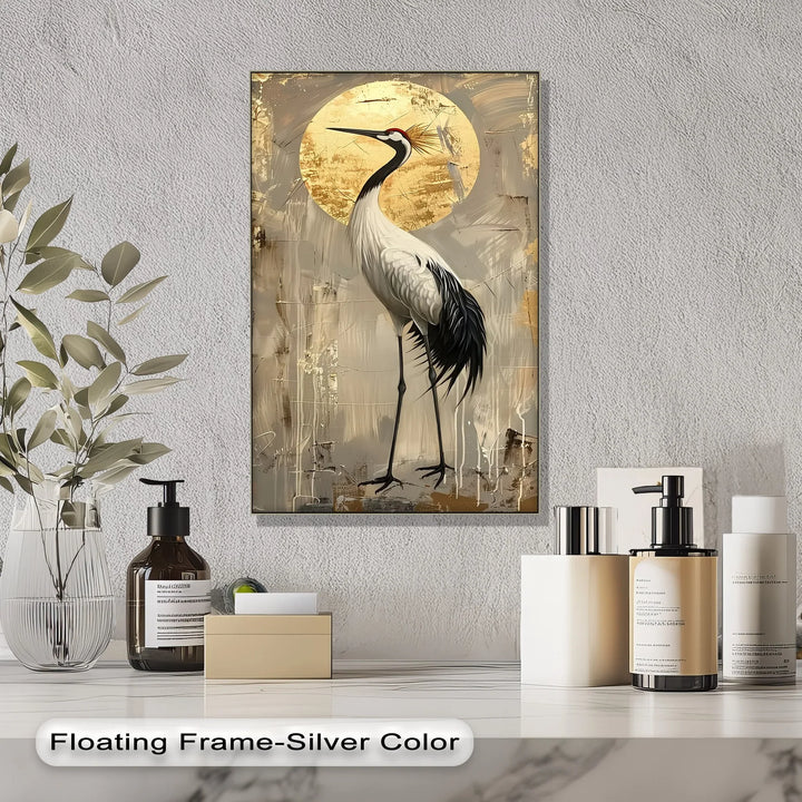 Golden Sun and Standing Crane – Elegant Crane Animal Canvas Print - MyPhotoStation