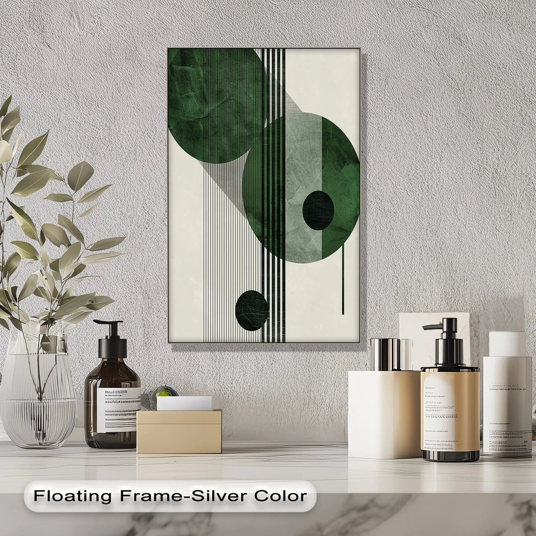 Modern Green Orbital Geometry – Abstract Minimalist Canvas Print - MyPhotoStation