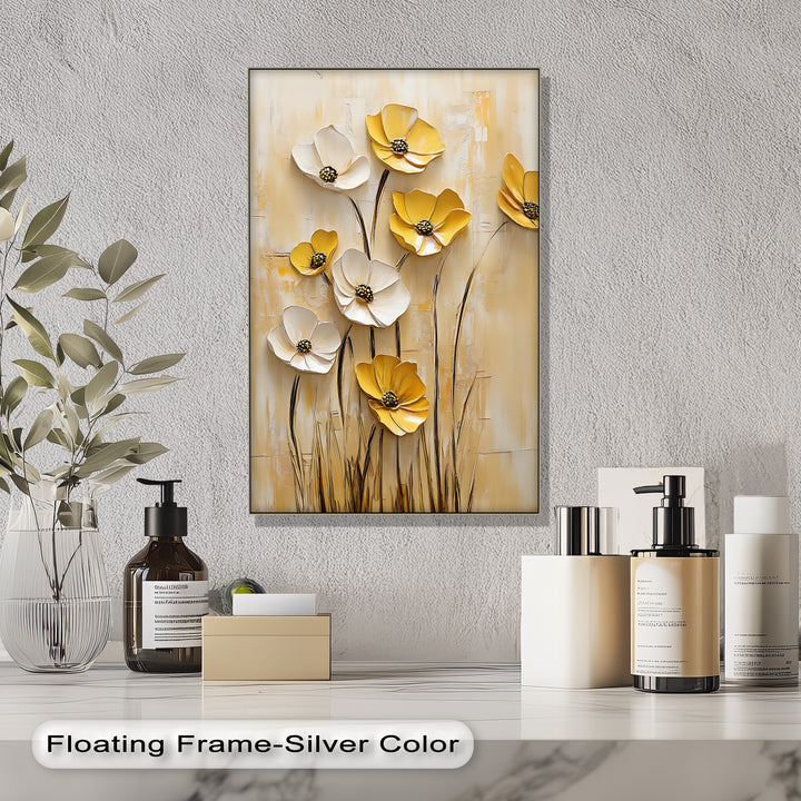 Golden Meadow Blooms – Yellow and White Flower Canvas Wall Art