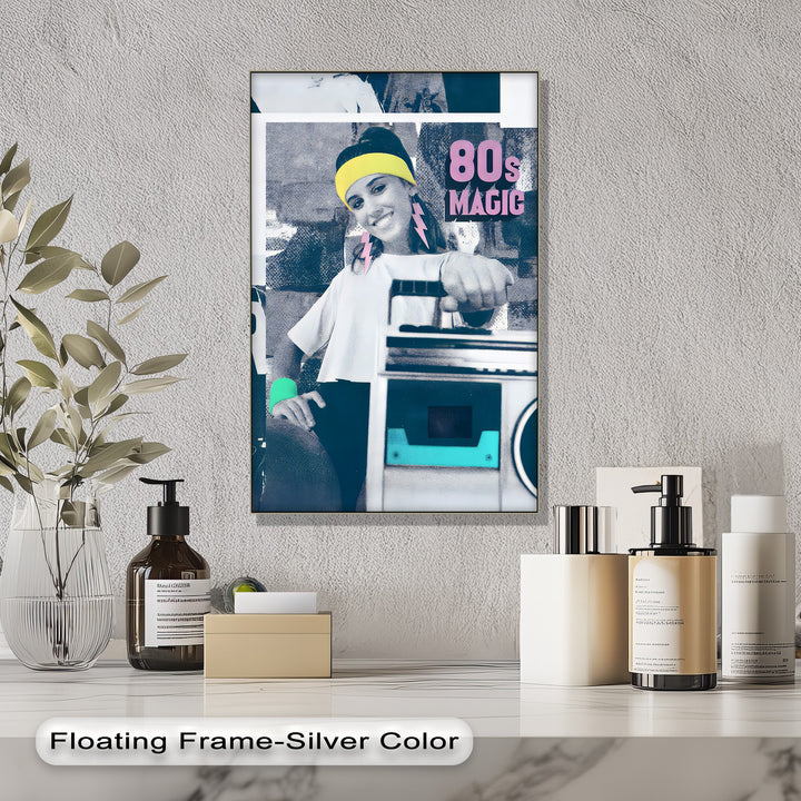 80s Magic – Retro Pop Art Woman with Boombox Canvas Print