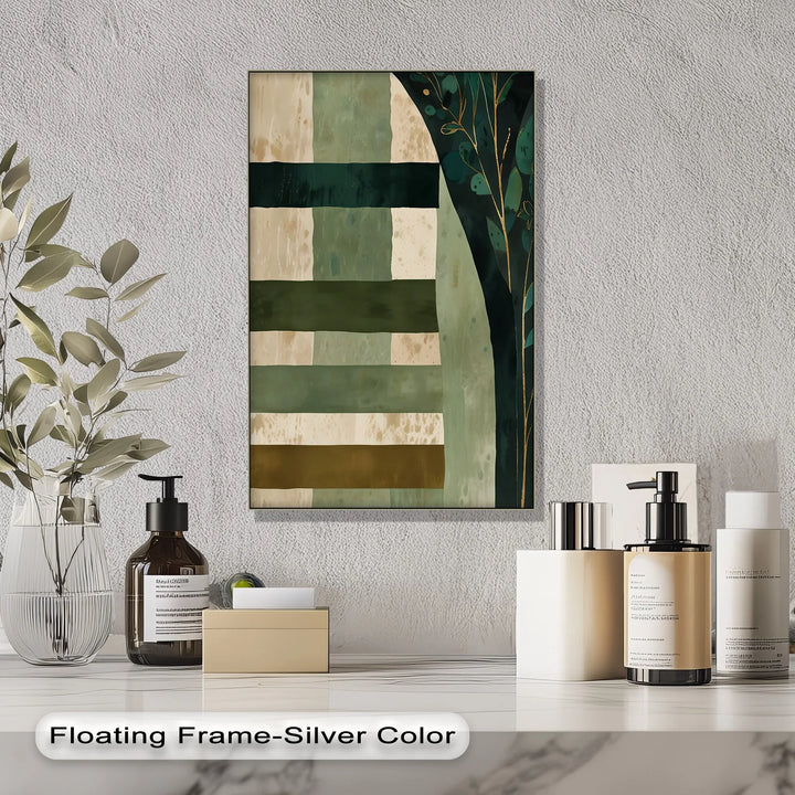Verdant Tapestry – Botanical Stripe Abstract Canvas Print - MyPhotoStation