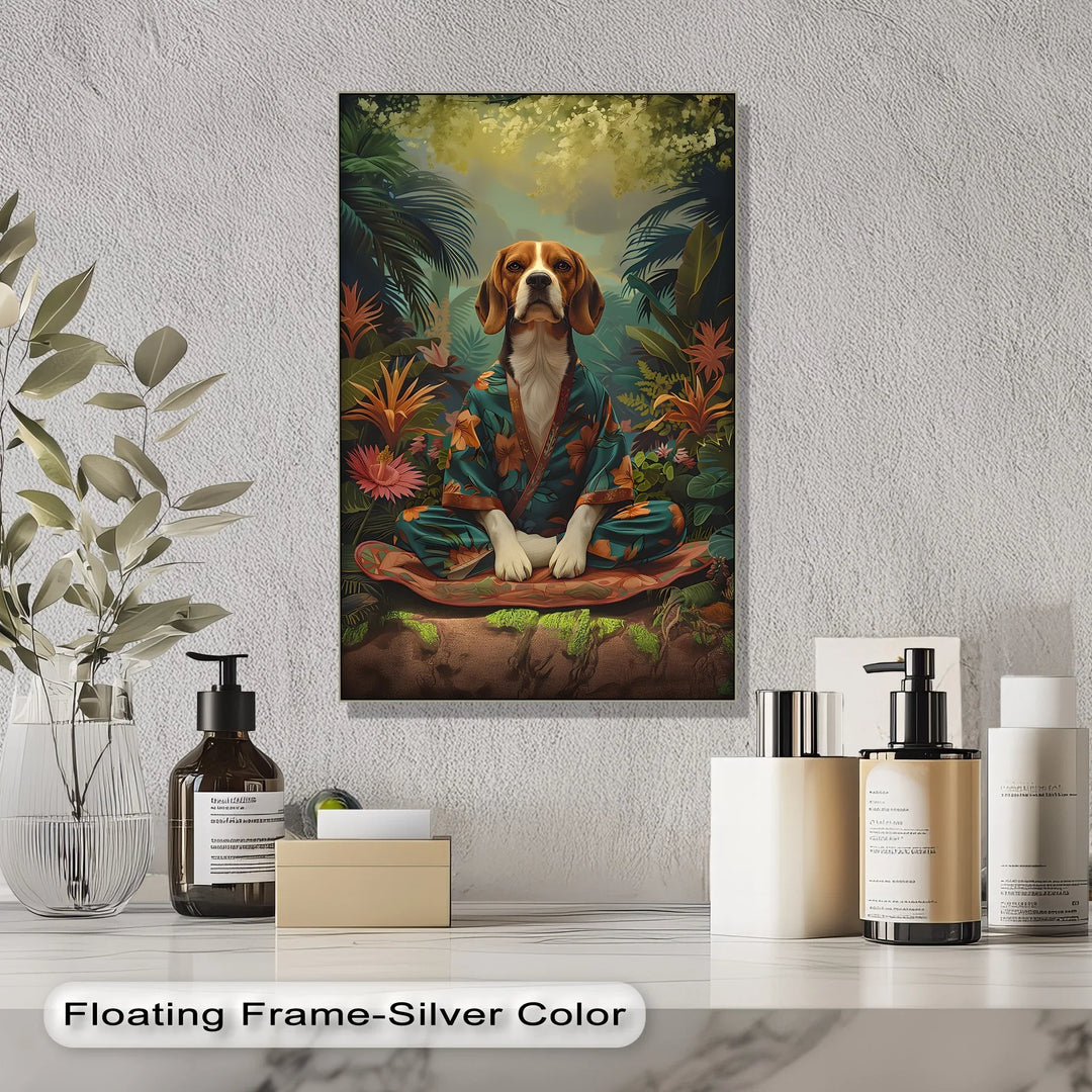 Jungle Zen Beagle – Tropical Meditation Dog Portrait Puppies Canvas Print - MyPhotoStation