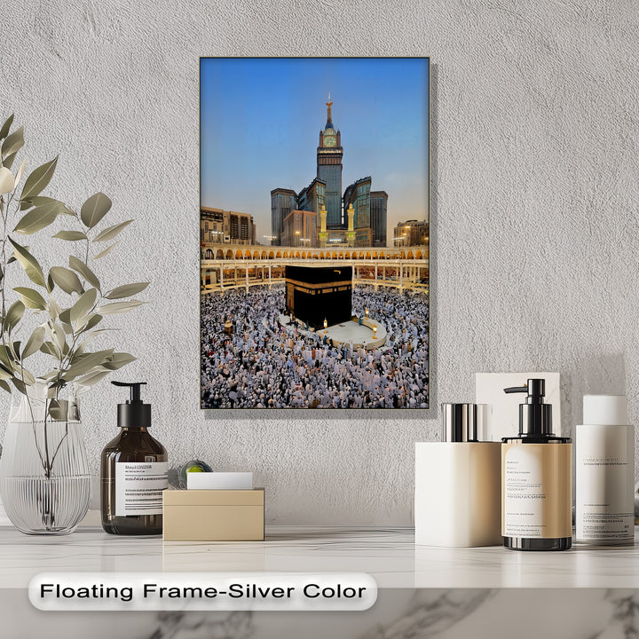 Kaaba at Sunset with Abraj Al-Bait Clock Tower – Islamic Wall Art
