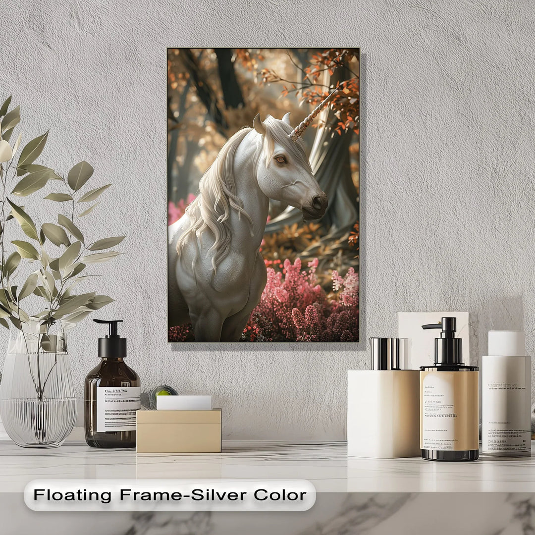 Elegant White Fantasy Horse in Woodland - Animal Canvas Print - MyPhotoStation