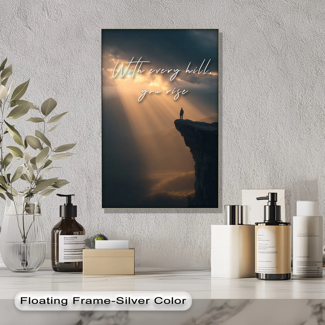 Dramatic mountain view canvas with quote message