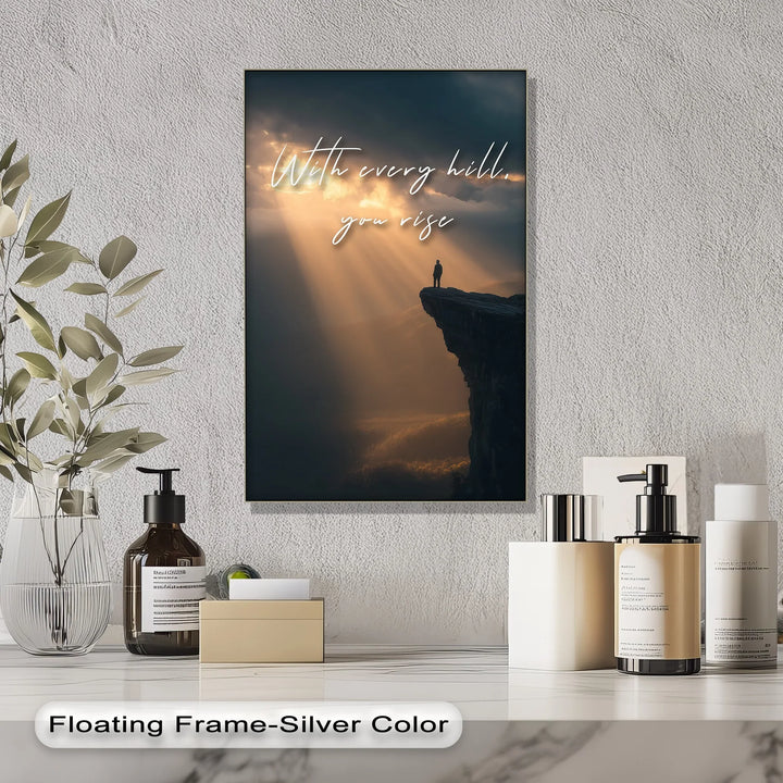 Dramatic mountain view canvas with quote message