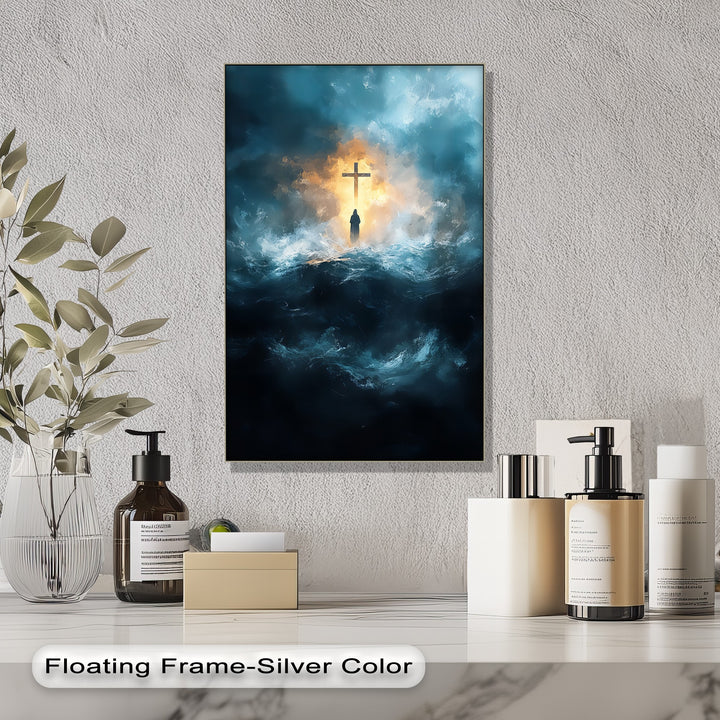 Faith in the Storm – Christian Cross Religious Wall Art