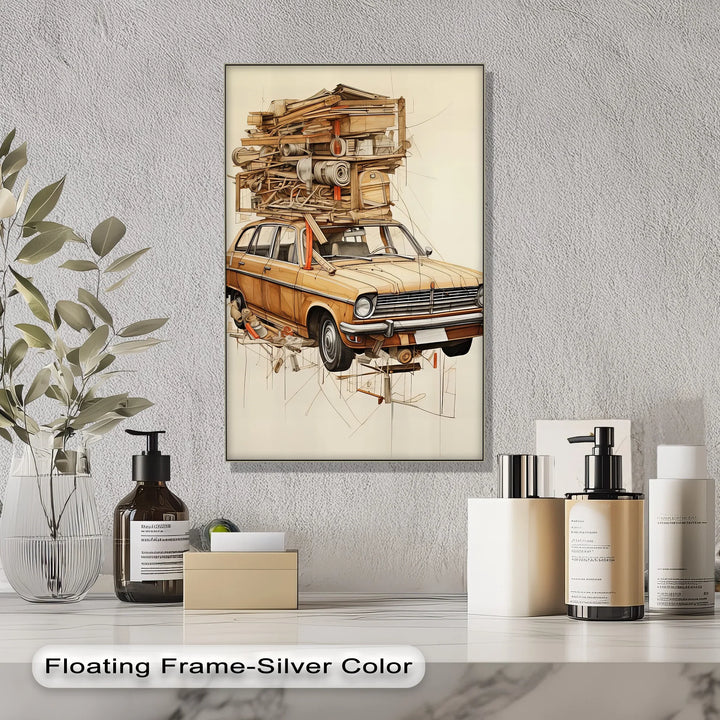 Overloaded Journey in Wood Texture – Car Canvas Print - MyPhotoStation