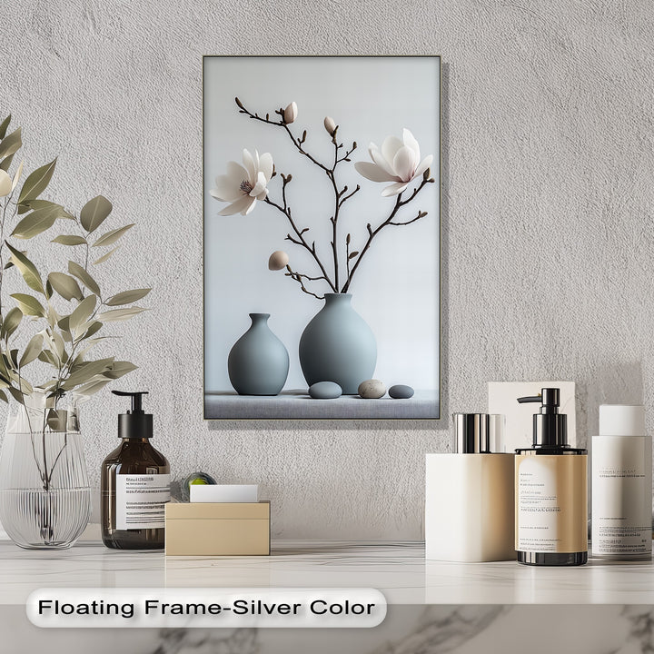 Minimalist Magnolia Harmony – Soft White Floral Canvas Print