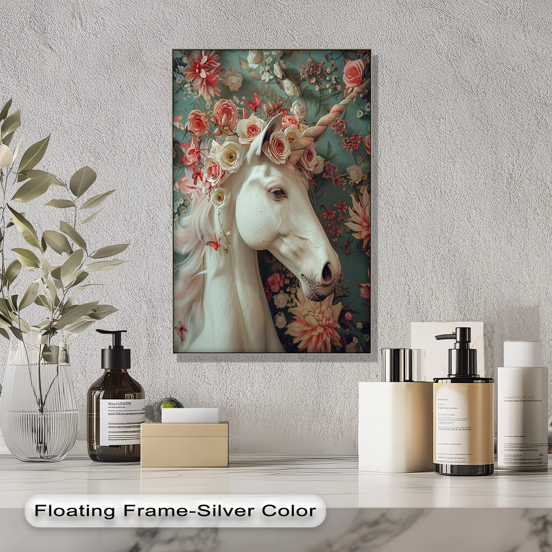Romantic Fantasy Portrait with Roses and Butterflies - Animal Canvas Print - MyPhotoStation