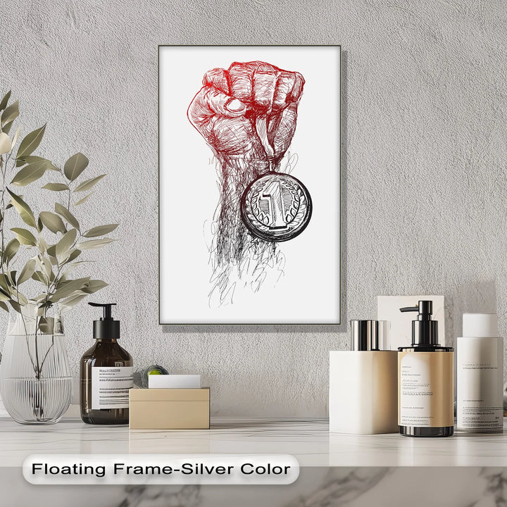 Victory Hand Sketch – Medal of Triumph Inspiraltional Canvas Print