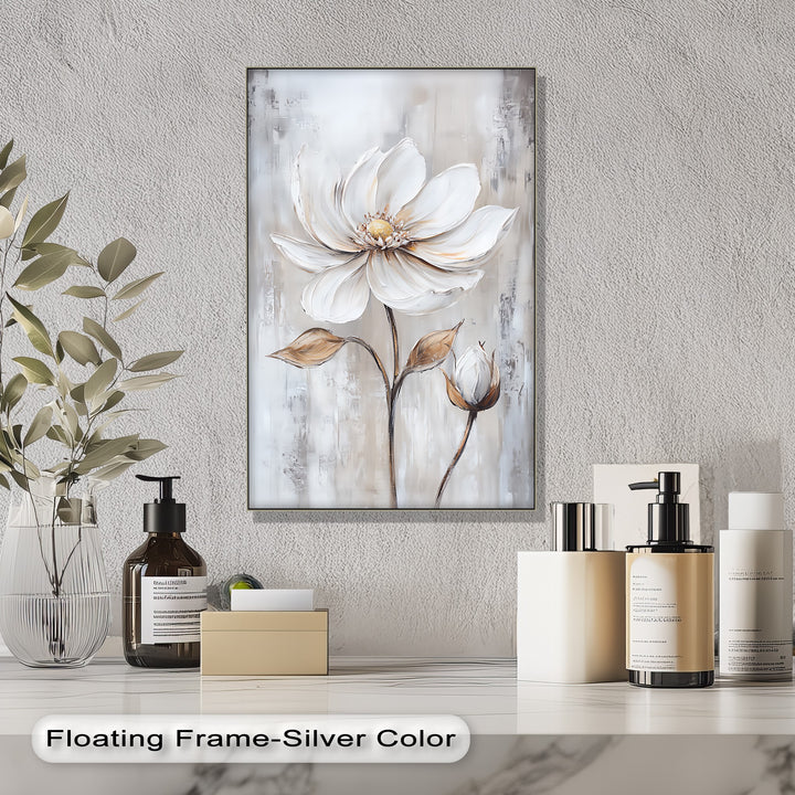 White Petal Blossom with Golden Hints – Elegant Floral Canvas Print