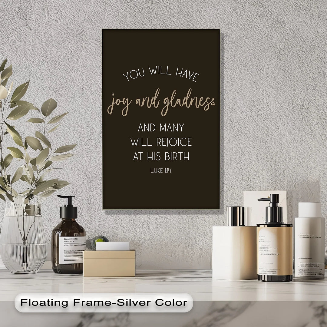 Joy and Gladness – Luke 1:14 Scripture Canvas Print - MyPhotoStation