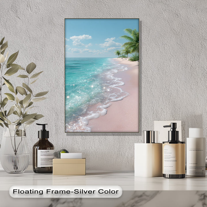 Tropical Bliss – Sparkling Pink Beach Canvas Print
