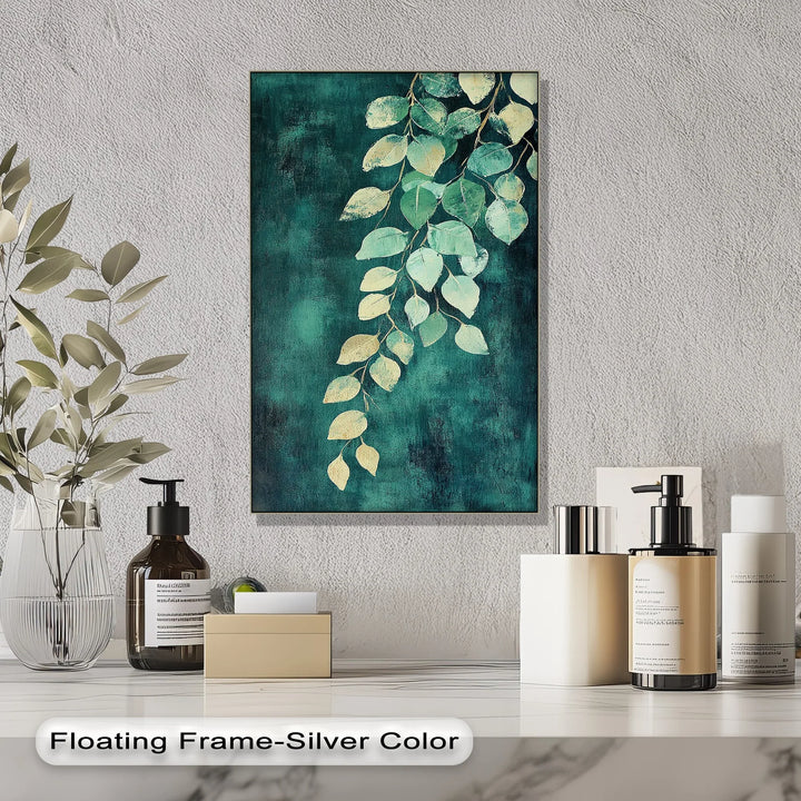 Golden Eucalyptus Cascade – Elegant Leaf Branch Canvas Print - MyPhotoStation