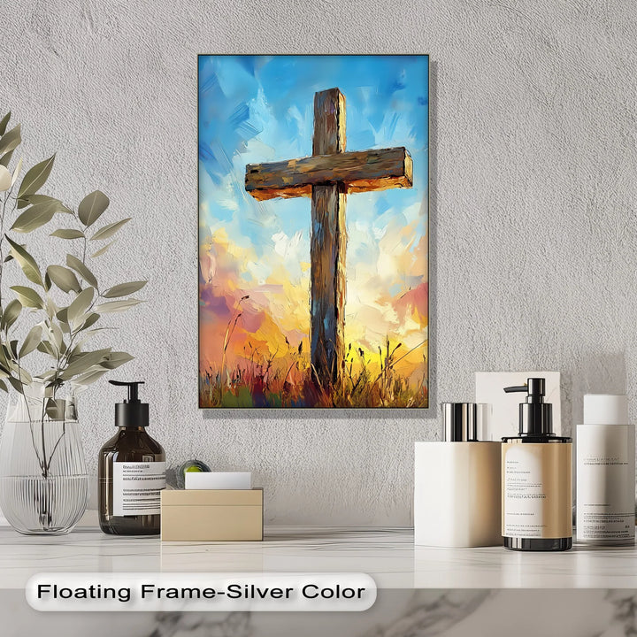 Divine Light – Wooden Cross at Sunrise Canvas Print - MyPhotoStation