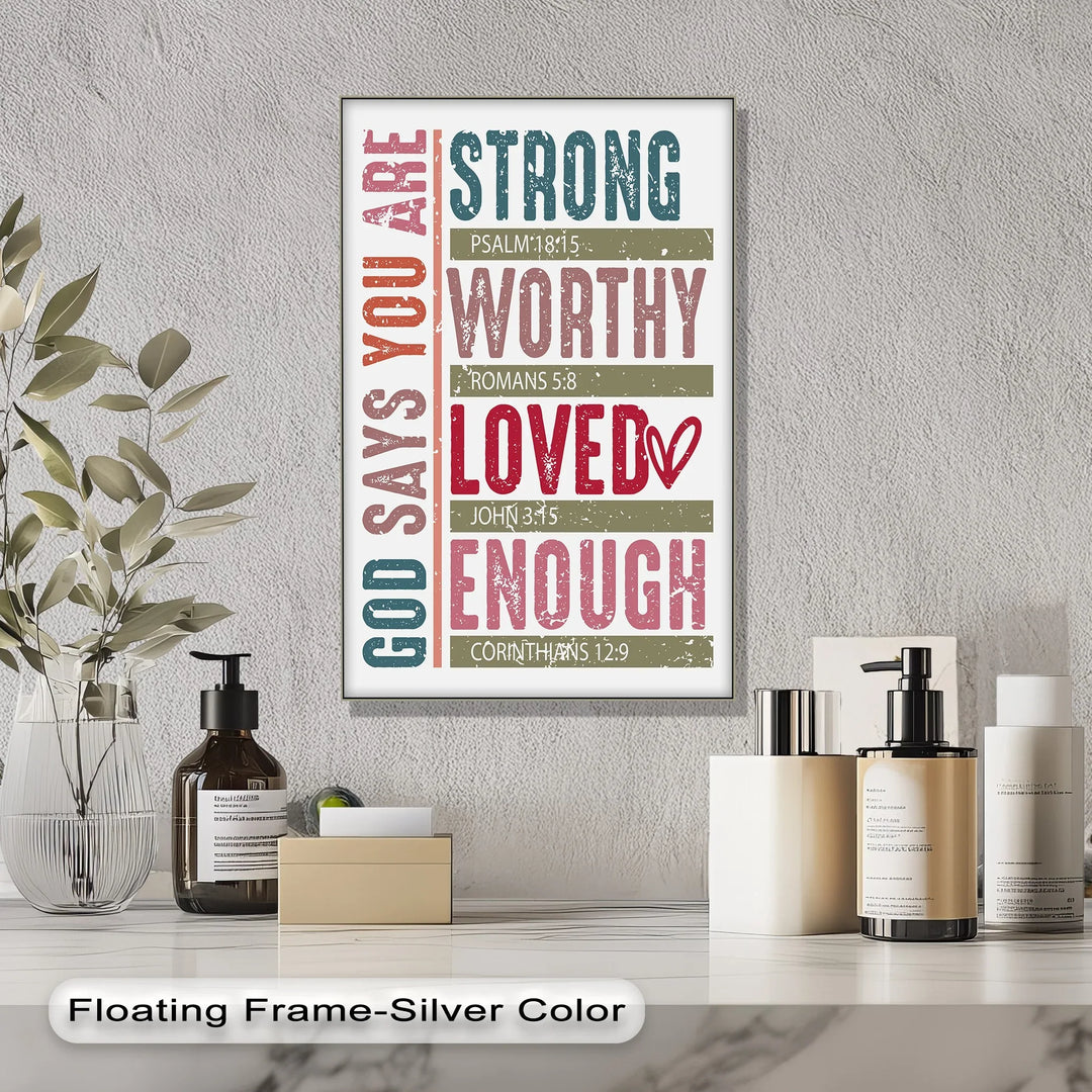 God Says You Are: Strong, Worthy, Loved, Enough – Scripture Canvas Print - MyPhotoStation