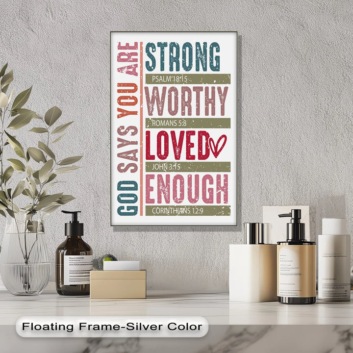 God Says You Are: Strong, Worthy, Loved, Enough – Scripture Canvas Print - MyPhotoStation
