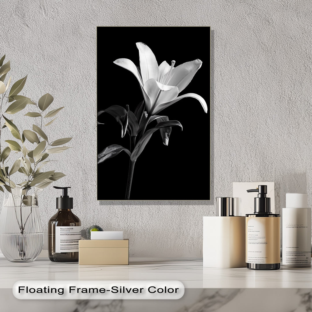 Silent Bloom – Black and White Lily Canvas Prints