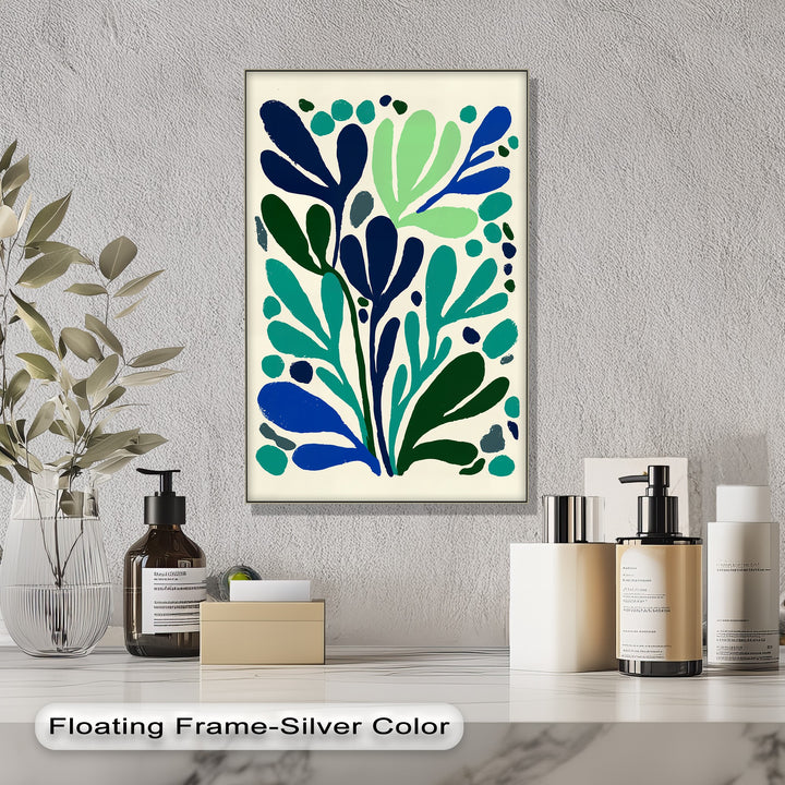 With cooler color temperatures, the best canvas prints showcase minimalist abstract leaf wall art in navy, teal, and refreshing light green botanical shades.