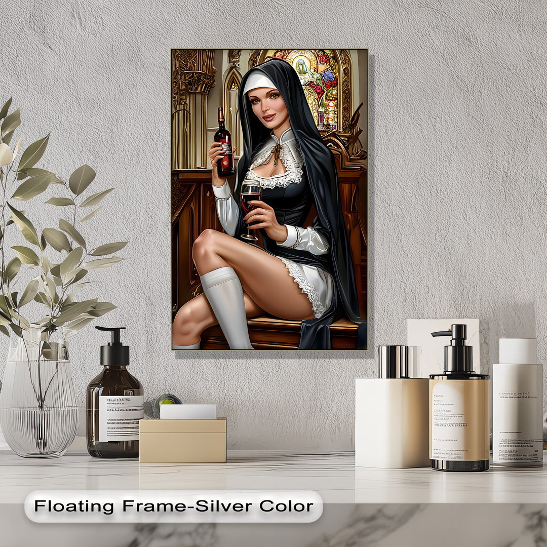 Sacred Temptation – Sensual Nun Erotic Canvas Print