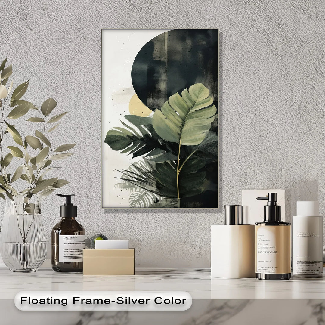 Tropical Eclipse – Modern Monstera Leaf Canvas Print - MyPhotoStation