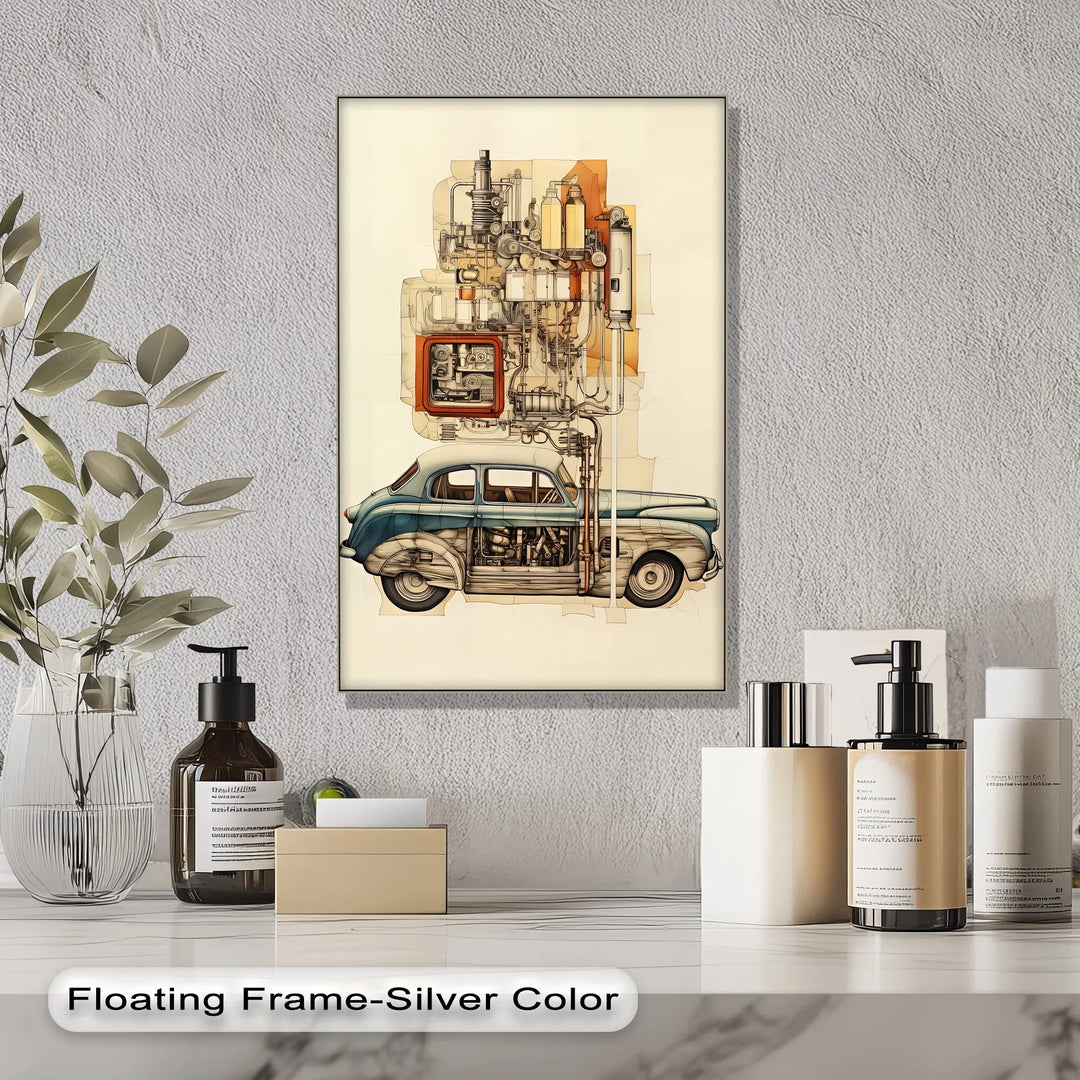 Vintage Blueprint Breakdown of Classic Sedan – Car Canvas Print - MyPhotoStation