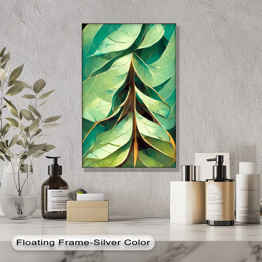 Radiant Leaf Veins – Stylized Botanical Geometry Canvas Print - MyPhotoStation